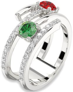 Diamond Platinum Round Two Stone Promise Ring