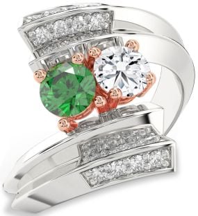 Diamond Platinum & Rose Gold Round Two Stone Promise Ring