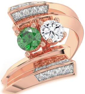 Diamond Rose Gold Round Two Stone Promise Ring