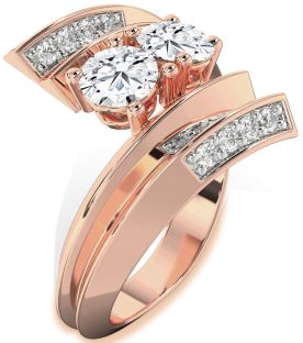 Diamond Rose Gold Round Two Stone Promise Ring