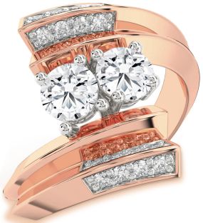 Diamond Platinum & Rose Gold Round Two Stone Ring