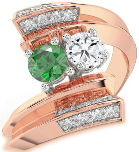 Diamond White Rose Gold Round Two Stone Promise Ring