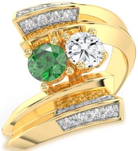 Diamond Gold Round Two Stone Promise Ring