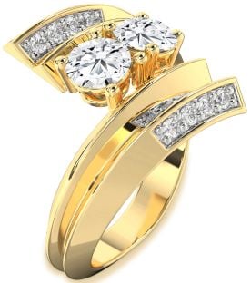 Diamond Gold Round Two Stone Promise Ring