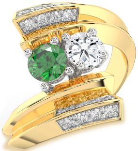Diamond Platinum & Yellow Gold Round Two Stone Promise Ring