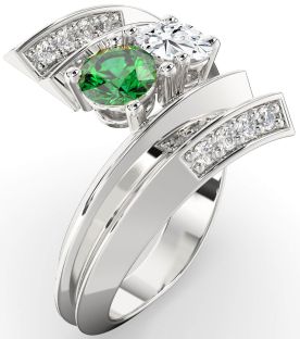 Diamond Platinum Round Two Stone Promise Ring