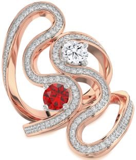 Diamond Platinum & Rose Gold Round Two Stone Pave Promise Ring
