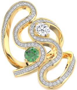Diamond Gold Round Two Stone Pave Promise Ring