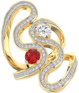 Diamond Gold Silver Round Two Stone Pave Promise Ring