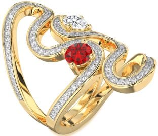 Diamond Gold Silver Round Two Stone Pave Promise Ring