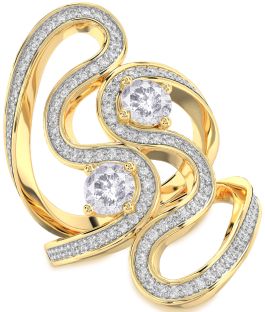 Salt & Pepper Diamond Gold Round Two Stone Pave Ring
