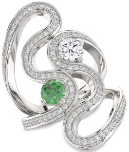 Diamond Silver Round Two Stone Pave Promise Ring