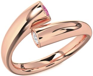 Rose Gold Silver Round Two Stone Promise Ring