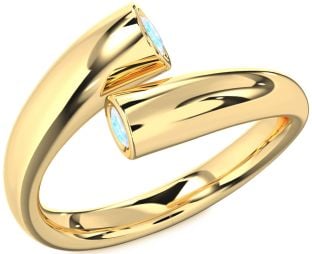 Moonstone Gold Round Two Stone Ring