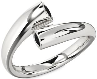 Black Diamond Silver Round Two Stone Ring