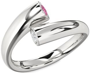 Platinum Round Two Stone Promise Ring