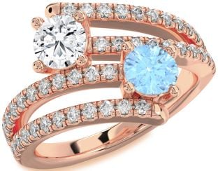 Diamond Rose Gold Round Two Stone Promise Ring