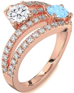 Diamond Rose Gold Round Two Stone Promise Ring