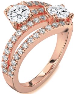 Diamond Rose Gold Round Two Stone Ring
