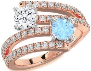 Diamond White Rose Gold Round Two Stone Promise Ring
