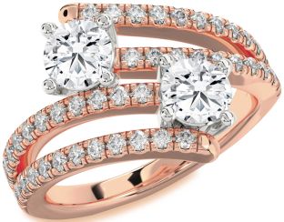 Diamond Platinum & Rose Gold Round Two Stone Ring