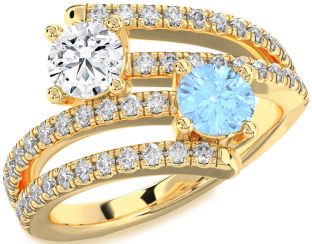 Diamond Gold Silver Round Two Stone Promise Ring
