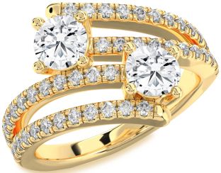 Diamond Gold Round Two Stone Ring