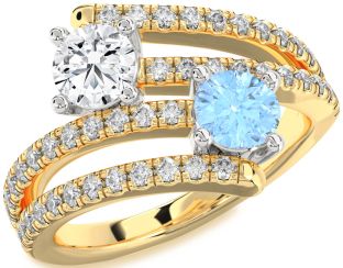 Diamond Platinum & Yellow Gold Round Two Stone Promise Ring