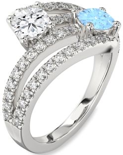 Diamond Platinum Round Two Stone Promise Ring