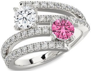Diamond Silver Round Two Stone Promise Ring