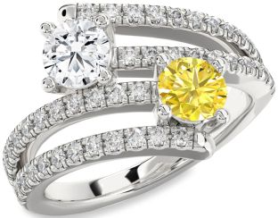 Diamond Silver Round Two Stone Promise Ring