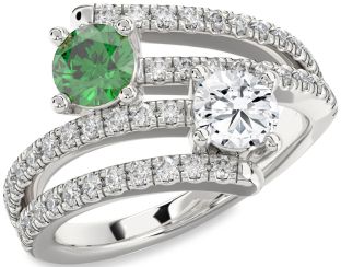 Diamond Silver Round Two Stone Promise Ring