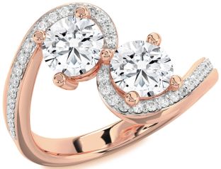 Diamond Rose Gold Round Two Stone Ring
