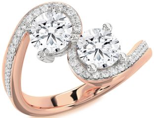Diamond Platinum & Rose Gold Round Two Stone Ring