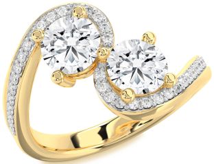 Diamond Gold Round Two Stone Ring