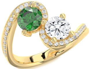 Diamond Gold Round Two Stone Pave Promise Ring