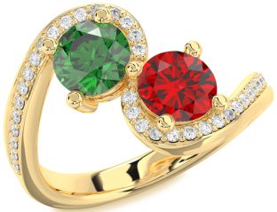 Diamond Gold Round Two Stone Pave Promise Ring