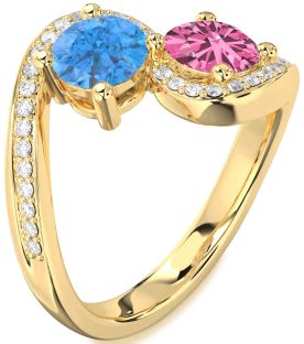 Diamond Gold Round Two Stone Pave Promise Ring