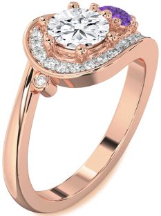 Diamond Rose Gold Round Two Stone Promise Ring