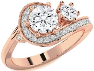 Diamond Rose Gold Round Two Stone Ring