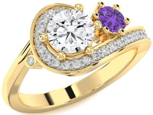 Diamond Gold Round Two Stone Promise Ring
