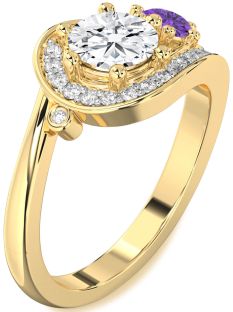 Diamond Gold Round Two Stone Promise Ring