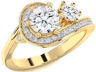 Diamond Gold Round Two Stone Ring
