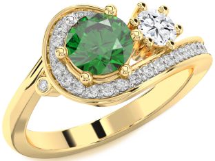 Diamond Gold Silver Round Two Stone Promise Ring