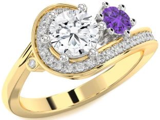 Diamond Platinum & Yellow Gold Round Two Stone Promise Ring
