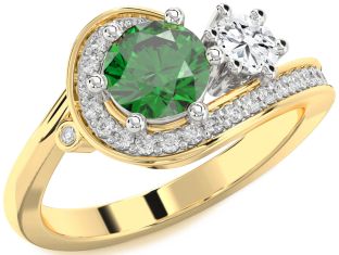 Diamond Gold Silver Round Two Stone Promise Ring