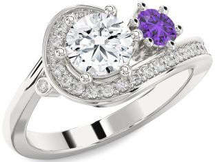 Diamond Platinum Round Two Stone Promise Ring