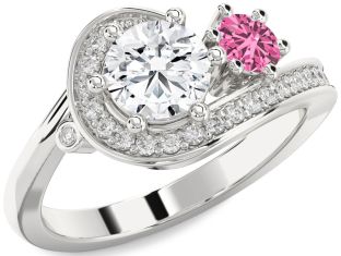 Diamond Silver Round Two Stone Promise Ring