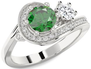 Diamond Silver Round Two Stone Promise Ring