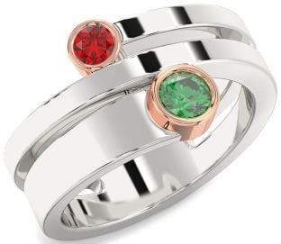 Platinum & Rose Gold Round Two Stone Promise Ring